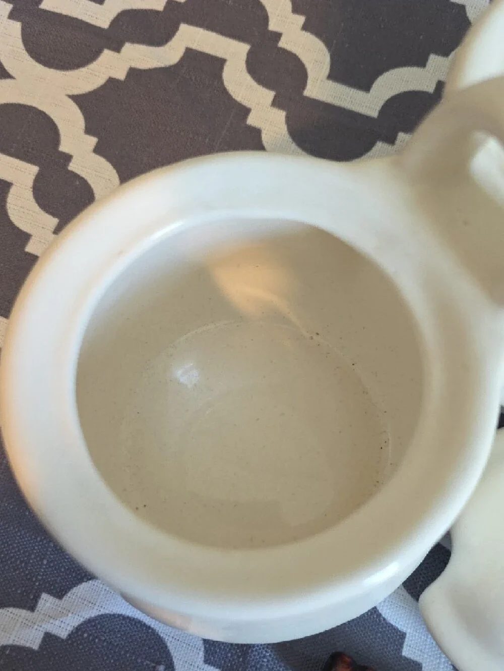 Ceramic Double Condiment Server in Cream with Wooden Spoons